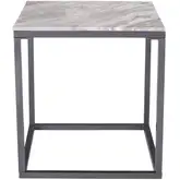 Wynn 22" Square End Table in Solid Grey Marble & Iron